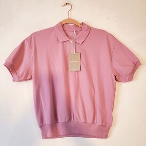 Everlane Mauve Polo Shirt Collar Organic Cotton Size Small Women NWT